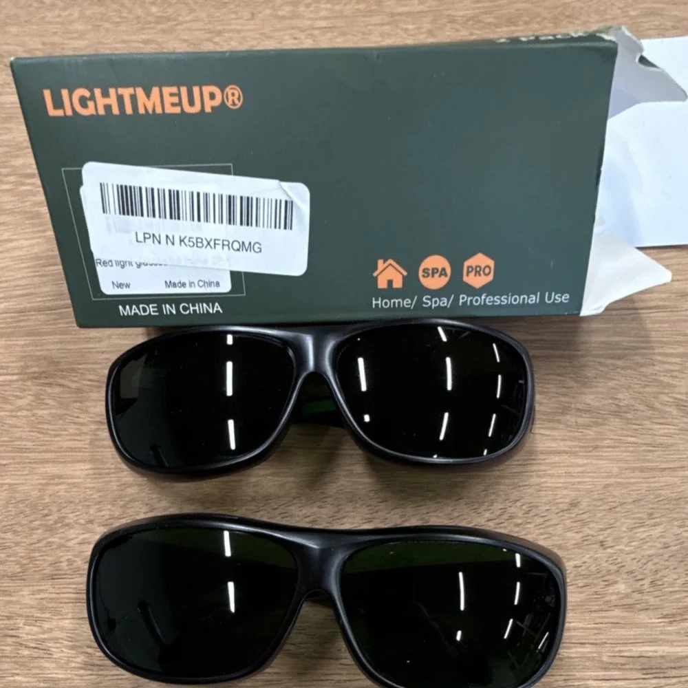 LIGHTMEUP Green Lens Red Light Protection Glasses 600nm-900nm 2 Pack Full Frame